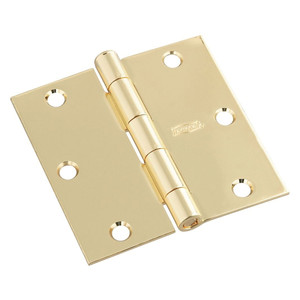3-1/2" Polished Brass Plated Square Corner Hinges (Pack of 3)