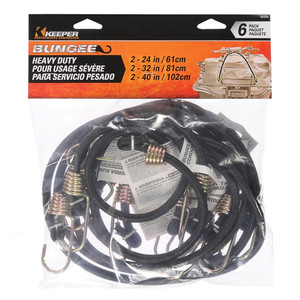 Assorted Heavy Duty Bungee Cords w/ Hooks (Pack of 6)