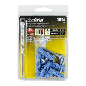 # 10 x 1-1/2" (5/16" Hole) Plastic Trip Grip Anchor Kit With Bit - (Pack of 10)