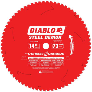 14" X 72 Tooth Diablo Steel Demon Cermet Edge Circular Saw Blade