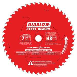 7-1/4" X 48 Tooth Diablo Steel Demon Cermet Edge Circular Saw Blade