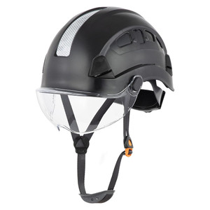 Black Defender Helmet Hardhat With Visor