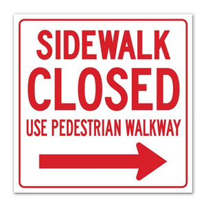 24" X 24" Sidewalk Closed Use Pedestrian Walkway Arrow Right Sign