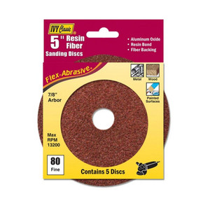 5" X 80-Grit Resin Fiber Discs (Pack of 5)