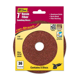 7" X 36-Grit Resin Fiber Discs (Pack of 5)