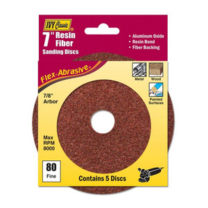 7" X 80-Grit Resin Fiber Discs (Pack of 5)
