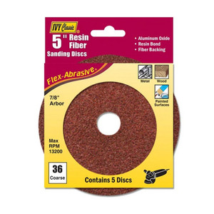 5" X 36-Grit Resin Fiber Discs (Pack of 5)