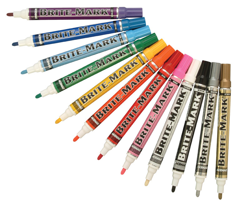 Dykem Brite Mark 2-Pack Industrial Paint Markers - Pink, Medium Tip, All-Purpose Marking