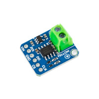 Green colored MAX31855 Thermocouple Amplifier Breakout board with a screw terminal connector for thermocouple attachment and header pins for microcontroller connection.