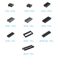 low profile dip ic socket assortment kit 6-40 pin