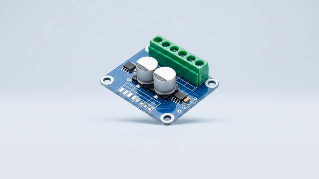 Motor controller board with screw terminal and capacitors