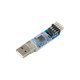 Angled view of the 7Semi ST-Link V2 USB debugging tool with transparent protective casing, onboard status LED, and programming header for STM32 and STM8 firmware development.