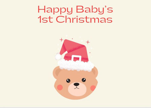Personalized baby's first Christmas card crafted on recycled paper with custom notes for a unique touch - Front