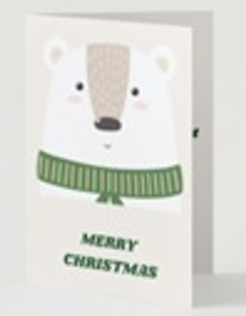 Personalized Christmas card with polar bear crafted on recycled paper with custom notes for a unique touch - Front