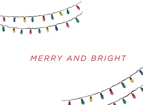 Personalized Merry and Bright Christmas card crafted on recycled paper with custom notes for a unique touch - Front