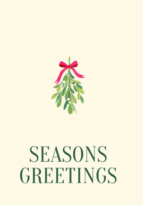 Personalized Seasons Greeting card with mistletoe crafted on recycled paper with custom notes for a unique touch - Front