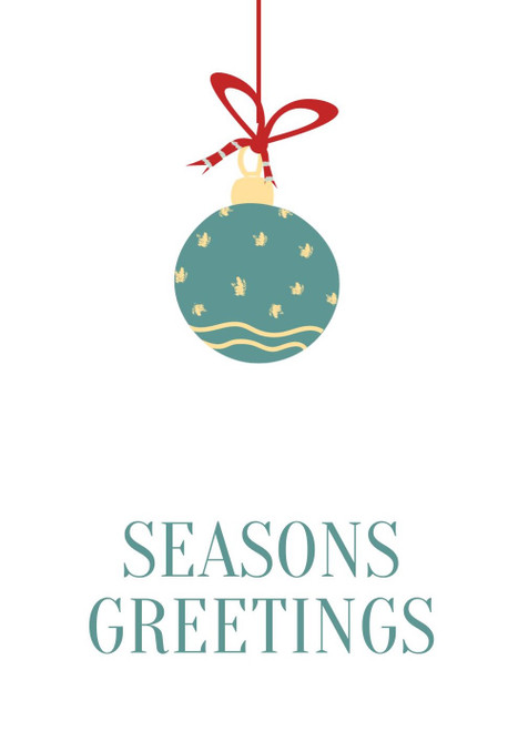 Personalized seasons greeting card with ball crafted on recycled paper with custom notes for a unique touch - Front
