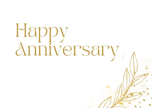 Personalized Anniversary Gold Leaf greeting card crafted on recycled paper with custom notes for a unique touch - Front