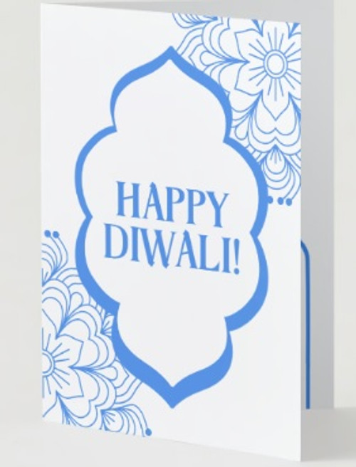 Personalized Diwali card crafted on recycled paper with custom notes for a unique touch - Front