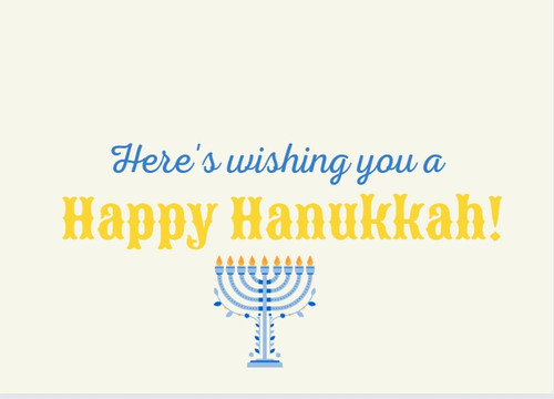 Personalized Hanukkah card crafted on recycled paper with custom notes for a unique touch - Front