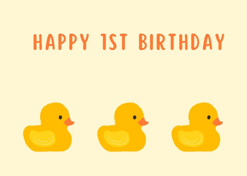 Personalized Happy Birthday card with ducks crafted on recycled paper with custom notes for a unique touch - Front