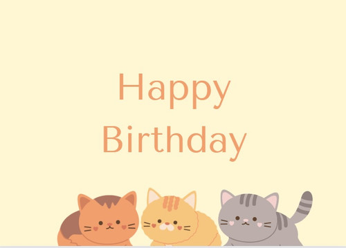 Personalized Happy Birthday card with cats crafted on recycled paper with custom notes for a unique touch - Front