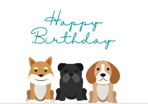 Personalized Happy Birthday card with dogs crafted on recycled paper with custom notes for a unique touch - Front