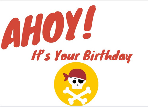 Personalized Happy Birthday card with pirate crafted on recycled paper with custom notes for a unique touch - Front