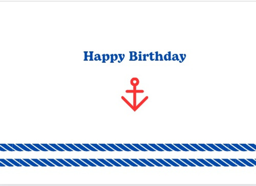 Personalized Happy Birthday card with anchor crafted on recycled paper with custom notes for a unique touch - Front