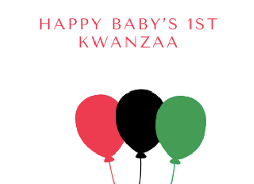 Personalized Kwanzaa card with balloons crafted on recycled paper with custom notes for a unique touch - Front