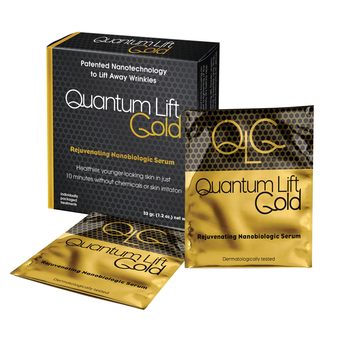 Quantum Lift Gold uses a patented mix of 24k gold and minerals to create a supportive matrix that reduces the appearance of wrinkles and other signs of aging skin without chemical irritation.