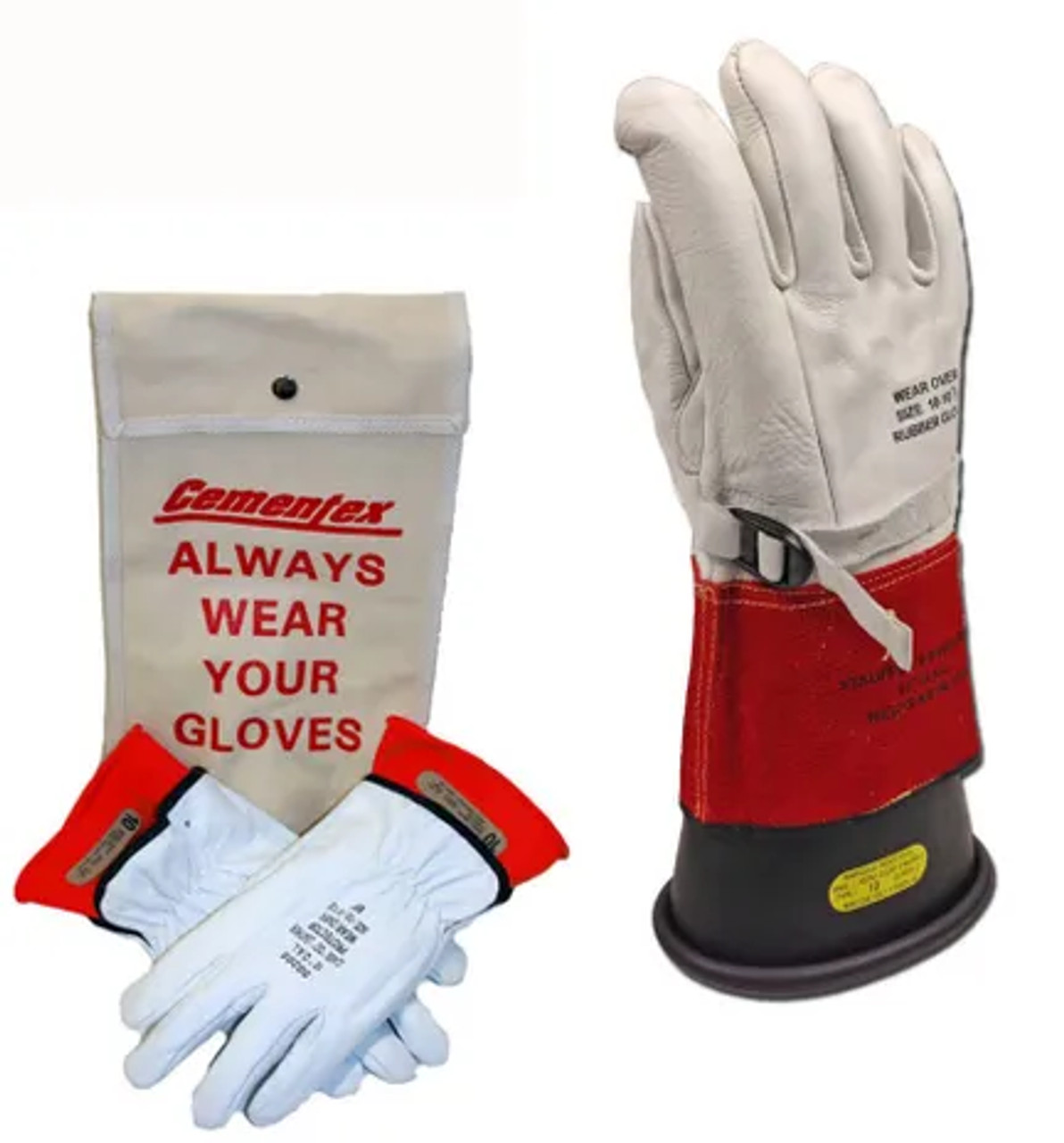 Class 0 Insulated Low Voltage Glove Kit - Red 14 inch 1000V Gloves