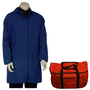 Order Cementex AFSC-CFRLC12-L00 _  Arc Flash Rated Task Wear Duffel Bag Kit with FR Treated Cotton Lab Coat and Class 0 Gloves, Rating: 12 Calories, Color: Navy, Size: Large | Instru-measure