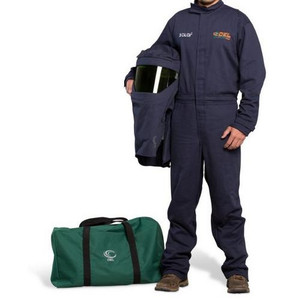 OEL Safety _ AFW25F-NFC-XL _ 25-Cal-Coverall-SwitchGear-Hood-Fans-XL-Navy-Kit