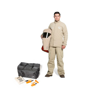 OEL Safety _ AFW40-KJB-XL _ 40-Cal-Jacket-Bib-Overall-SwitchGear-Hood-XL-Khaki-Kit