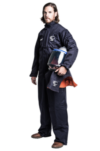 OEL Safety _ AFW40LF-L-NFC-3XL _ 40-Cal-Coverall-LiftFront-Hood-Lights-3XL-Navy-Kit