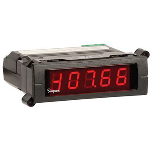 Simpson M23500340 3-1/2 LCD, 85-250VAC, 200VRMSPThe Simpson Mini-Max digital panel meters provide high quality accuracy and reliability in a compact, 60 mm deep case. The Mini-Max series is available with a LCD or LED display. The LCD units offer a 3-1/2 digit, 0.5? (12.7 mm) display with an optional bright red, negative image backlight. The LED units offer a 3 1/2 digit, 0.56? (14.2 mm) display. All units feature user-selectable decimal point, auto zero and limited scaling capabilities.