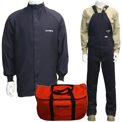 Cementex AFSC-CL4K-5X _  Arc Flash Rated Task Wear Duffel Bag Kit with FR Treated Cotton Coat and Overalls , Rating: 40 Calories, Color: Navy, Size: 5X-Large