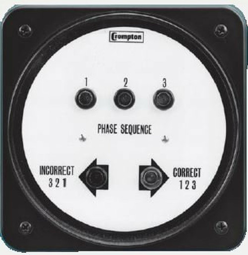 Crompton '077-12PA-P2C7 (old number 077-12PA-P2C6), MODEL 077-4.5 INCH Switchboard  AC PHASE SEQUENCE/