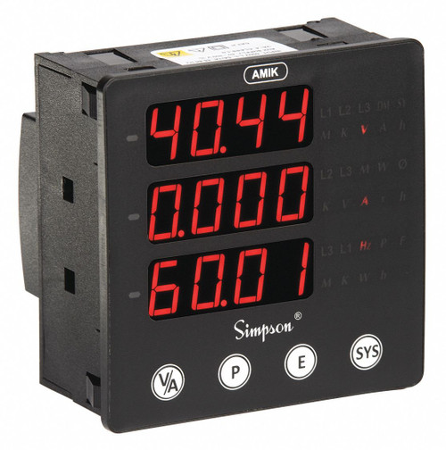 Simpson A100 Digital Panel Meter, 2.16 in. D, 1 Relays