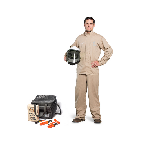 OEL Safety _ AFW8-KJB-L _ 8-Cal-Jacket-Bib-Overall-HeadGear-L-Khaki-Kit