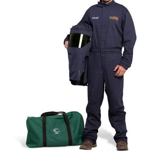 OEL Safety _ AFW25L-NFC-4XL _ 25-Cal-Coverall-SwitchGear-Hood-Light-4XL-Navy-Kit