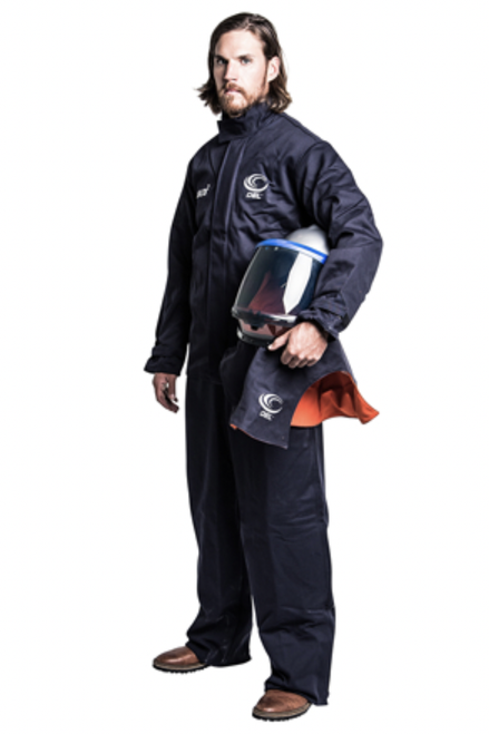 OEL Safety _ AFW40LF-F-NFC-4XL _ 40-Cal-Coverall-LiftFront-Hood-Fan-4XL-Navy-Kit