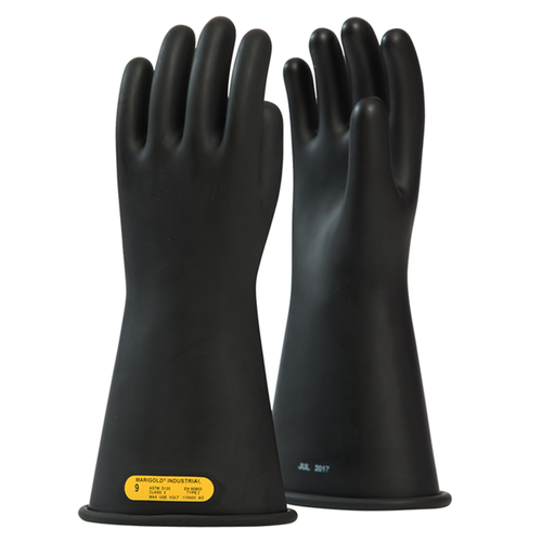 OEL Safety _ IRG214B9 _ Rubber-Glove-Single-2-14"-Black-SZ:9-17000V
