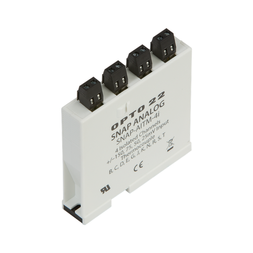 Order OPTO 22 - SNAP-AITM-4i SNAP 4-Ch Isolated Type B, C, D, E, G, J, K, N, R, S, or T Thermocouple or or +/-150, +/-75, +/-50, or +/-25 mV Analog Input Module