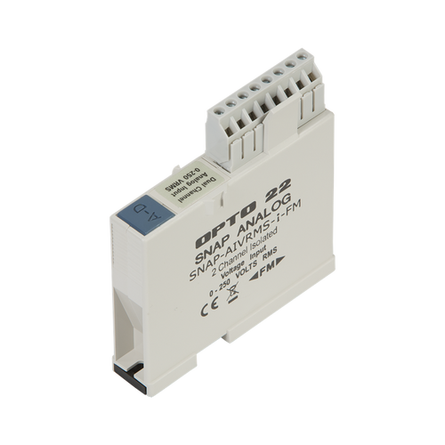 Order OPTO 22 - SNAP-AIVRMS-i-FM SNAP Isolated 2-Ch 0-250 V RMS AC/DC Analog Input Module, Factory Mutual Approved