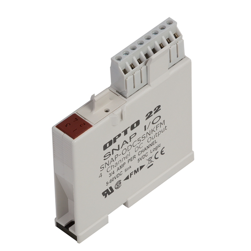 Order OPTO 22 - SNAP-ODC5SNKFM SNAP 4-Ch 5-60 VDC Digital (Discrete) Output Module, Load Sinking, Factory Mutual Approved
