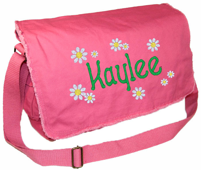 Personalized pigment-dyed daisies diaper bag