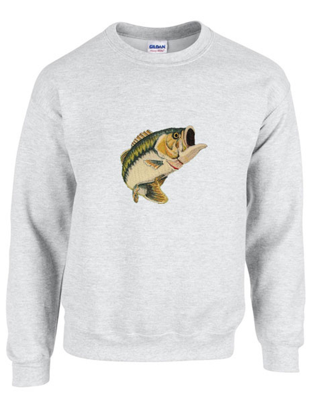 Bass Fishing Crewneck Sweatshirt Personalized - Embroidered Full Front  Fleece Crew