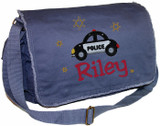 Personalized Boy Police Car Diaper Bag
Font shown on diaper bag is COWBOY